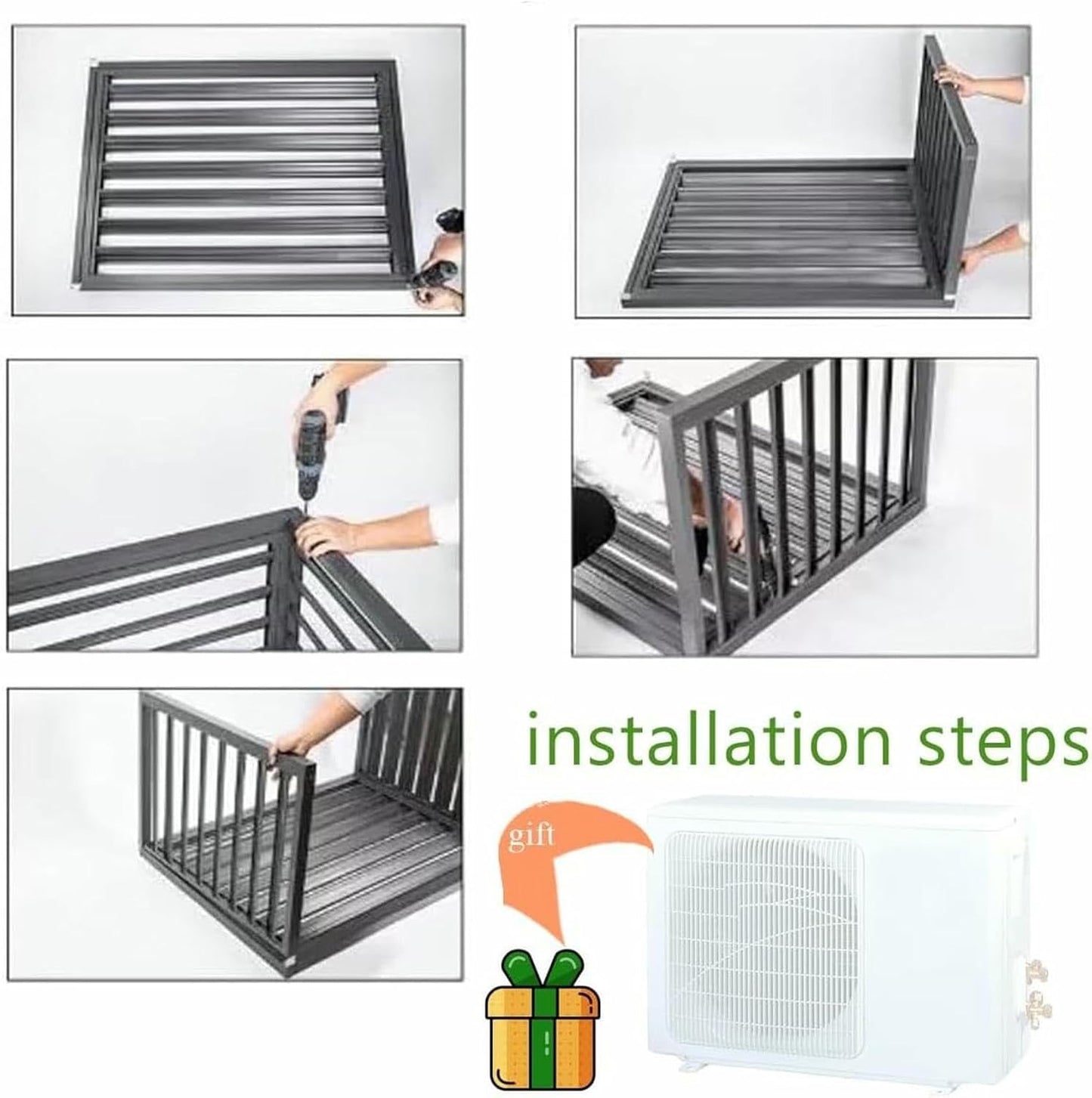 Aluminum Air Conditioner Cover Heat Pump Cover Flower Stand Privacy Screen Outdoor AC Unit Shelf Champagne,Brown Air Conditioner Radiator Cover Balcony Louvered Storage Rack(Color:Champagne,Size:100