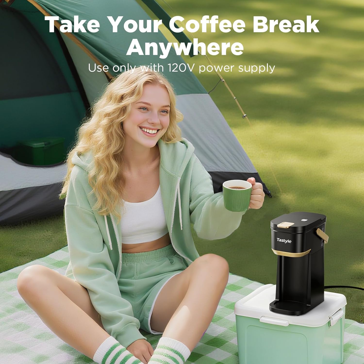 Single Serve One Cup Coffee Maker, for K Cups and Grounds, Mini Coffee