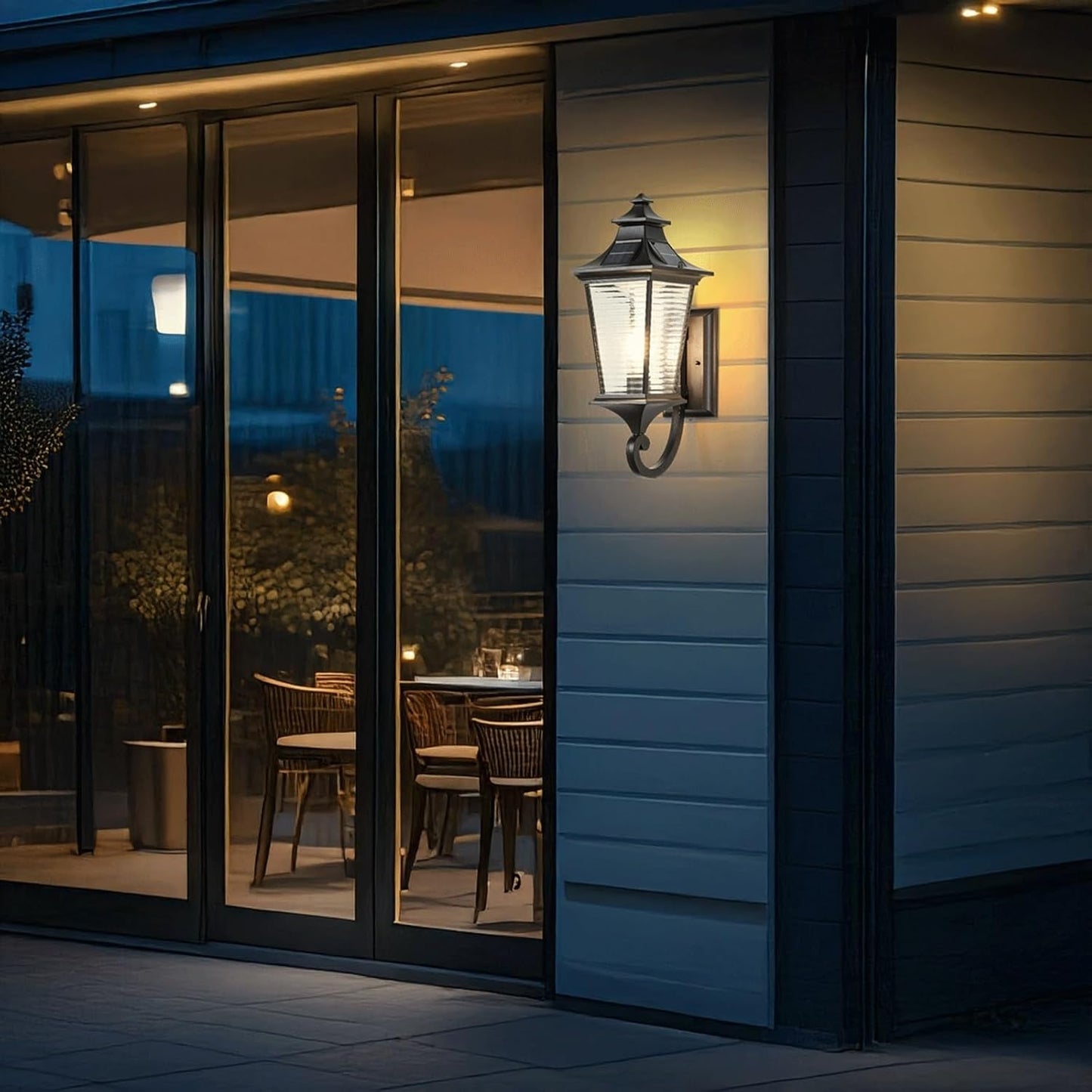 Solar Outdoor Wall Lantern, Exterior Wall Sconce, LED Waterproof Die-Cast Aluminum Solar Powered Mounted Lamp with Glass, Dusk to Dawn Coffee Gold Light Fixture for Porch, Garden Cottage