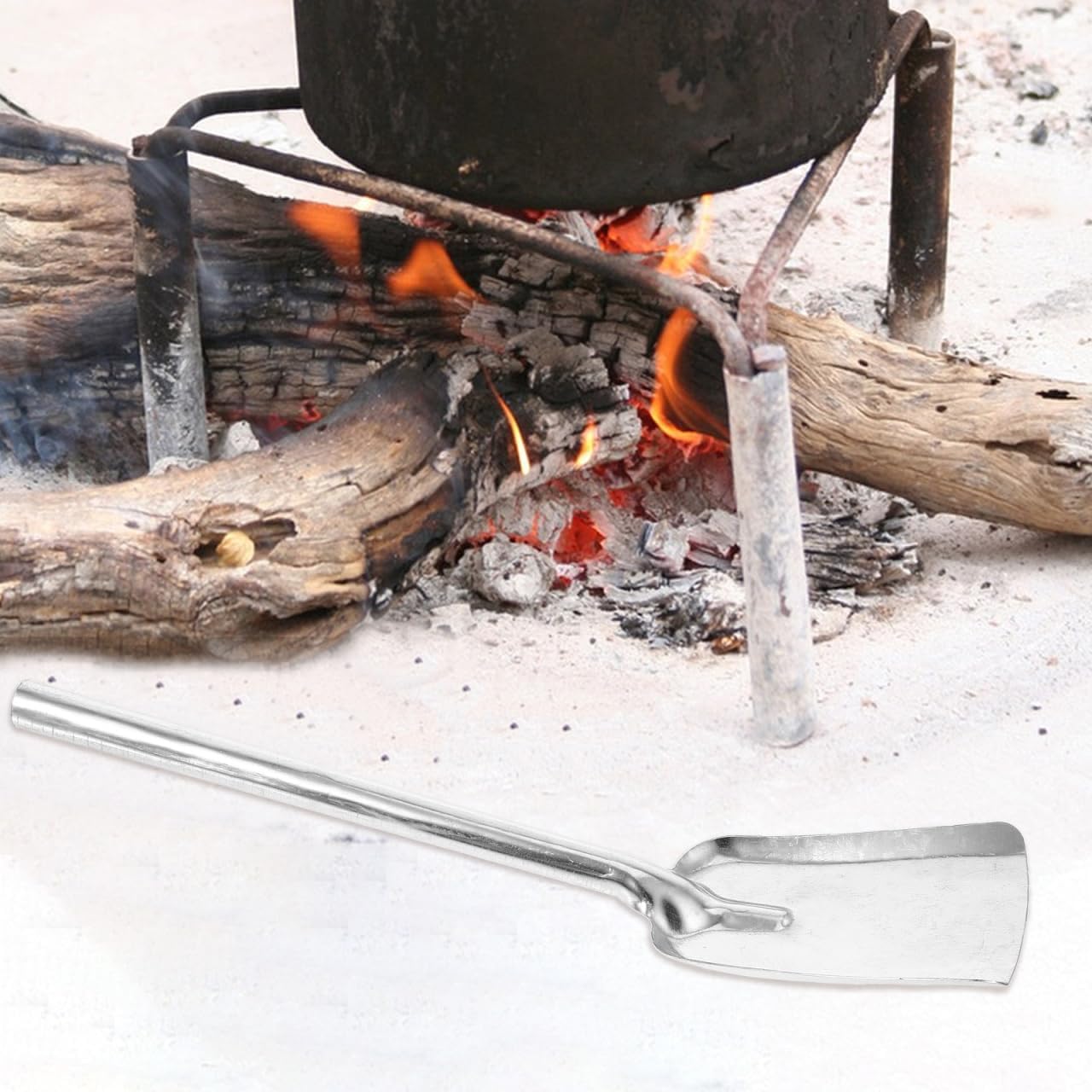 BESTOYARD Fireplace Shovel Long Handle Ash Shovel for Wood Stove Coal and Ash Cleanup Lightweight 15.74X3.74 Inch for Home Fire Pit and BBQ