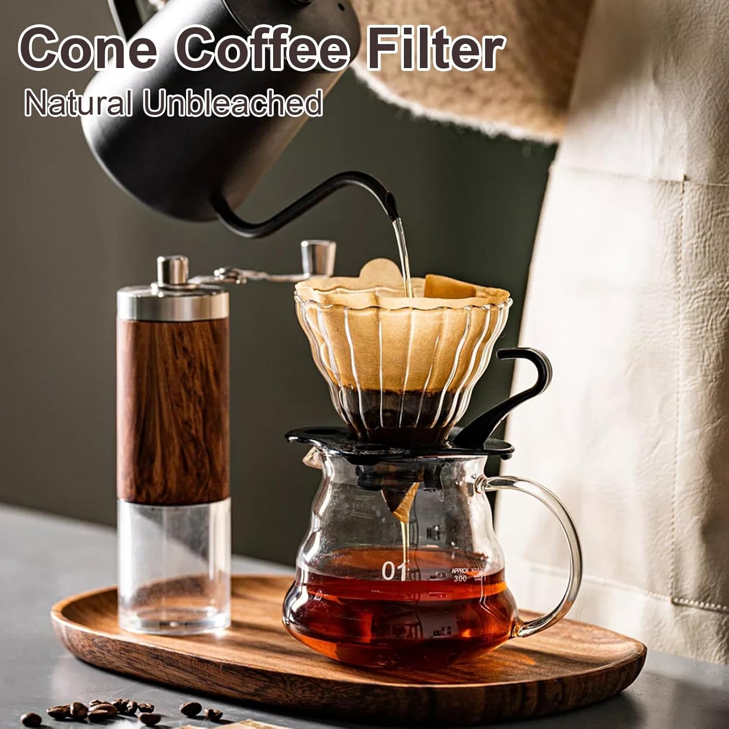 200 Count Coffee Filter #2, 2 Coffee Filters Cone Unbleached Disposabl