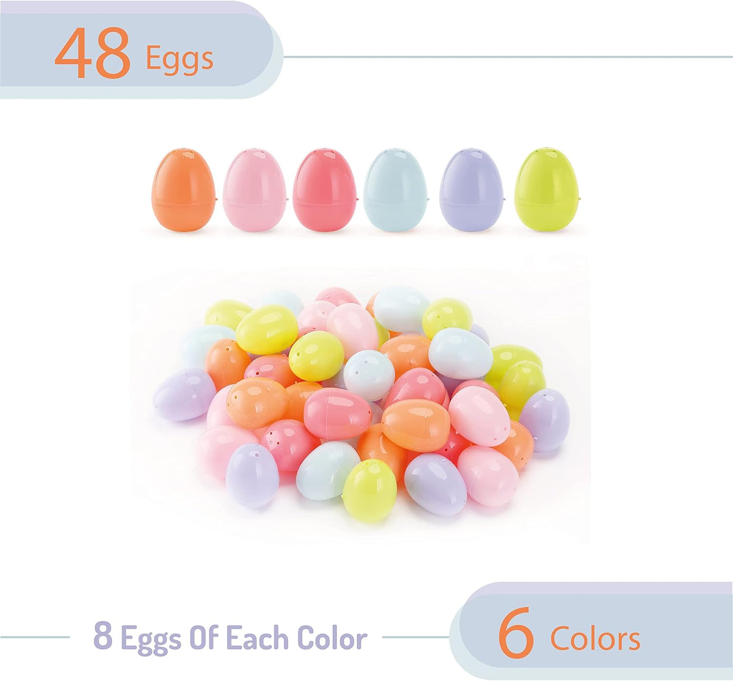 Mr. Pen- Fillable Easter Eggs, Bright Color, 2.3 inch, 48 Pack, Easter Eggs, Plastic Eggs, Easter Eggs Empty, Plastic Easter Eggs, Plastic Eggs Fillable, Easter Eggs Bulk