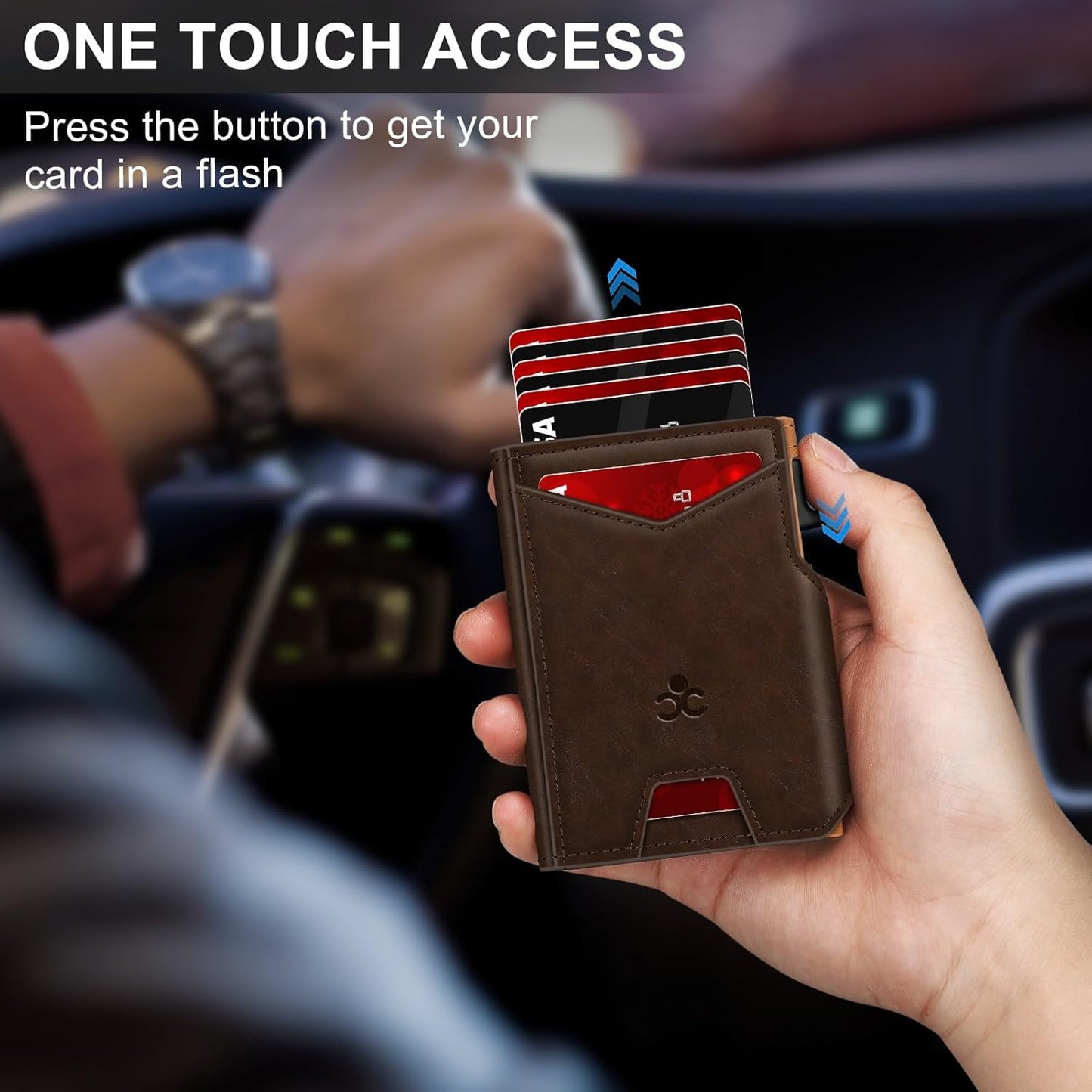 Wallet for Men Wallet with Slim Pop Up Card Holder 9-13 Cards, Bifold 