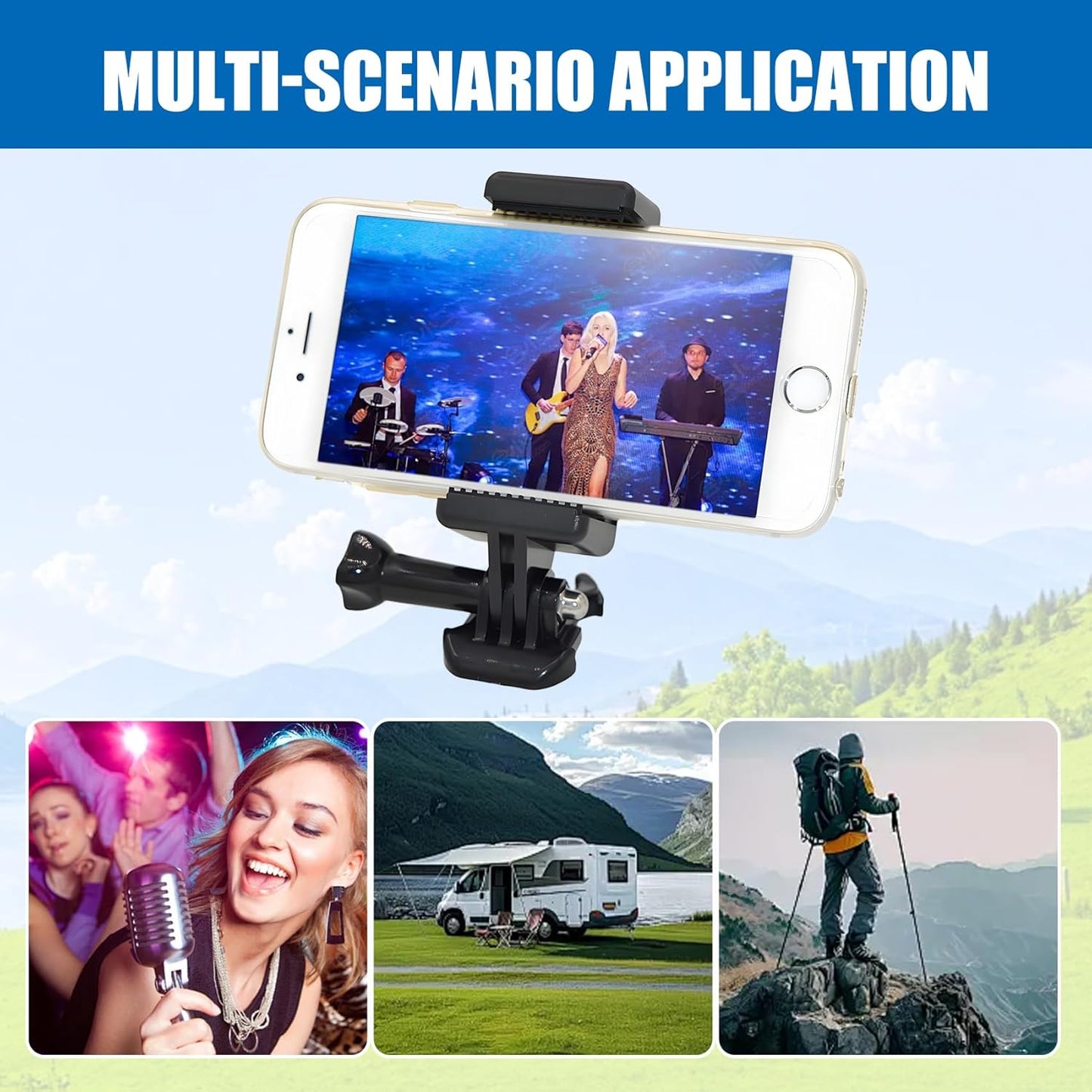 2 Pack Universal Smartphone Holder w/GoPro Style Mount Attachment for Any Phone. Connect Your Phone or GPS to Any GoPro Mount. Compatible with iPhone, Samsung, Google, Tomtom, etc.