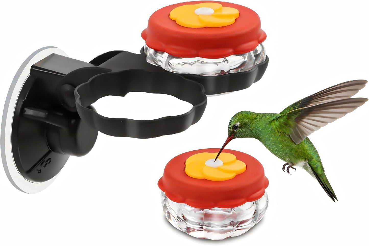 Gtongoko Set of 2 Handheld Hummingbird Feeders New Upgraded Mini Glass Style with Window Mount Suction Cup, Convenient for Outdoor Use & Window Display, Red