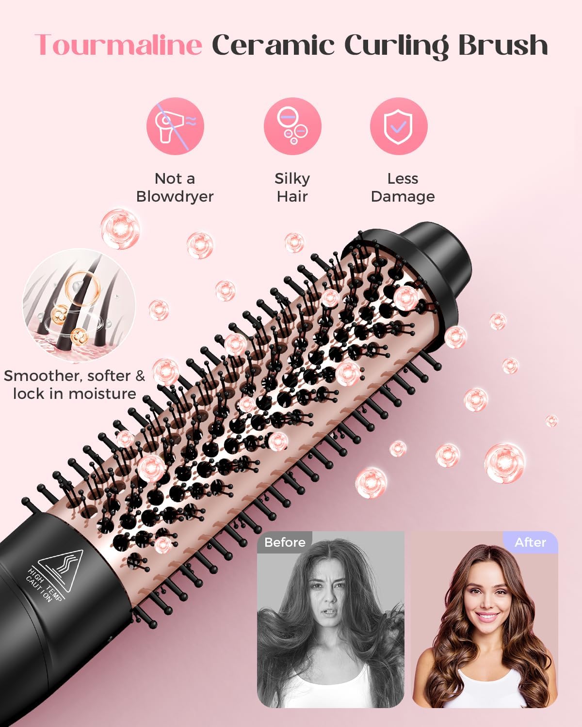 5 in 1 Curling Iron with Thermal Brush and 4 Interchangeable Ceramic B