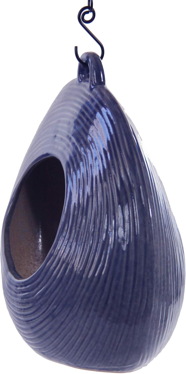 Byer of Maine Circle Fly Through Heather Blue Bird Feeder for Outside,