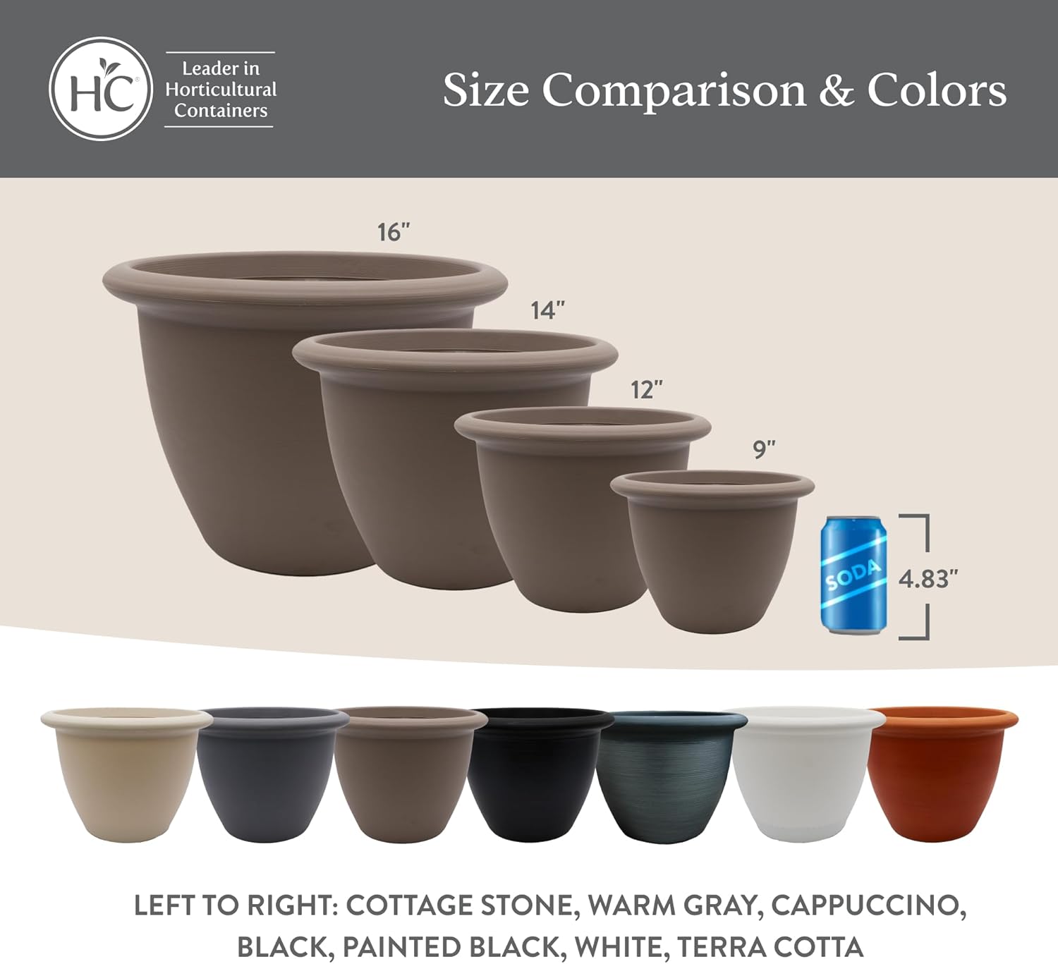 The HC Companies Sevilla Flower Planters - Durable Outdoor & Indoor Pl