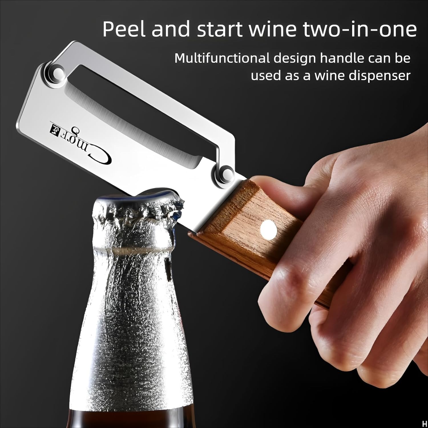 Premium Vegetable Peeler with Wooden Handle and Bottle Opener Stainles