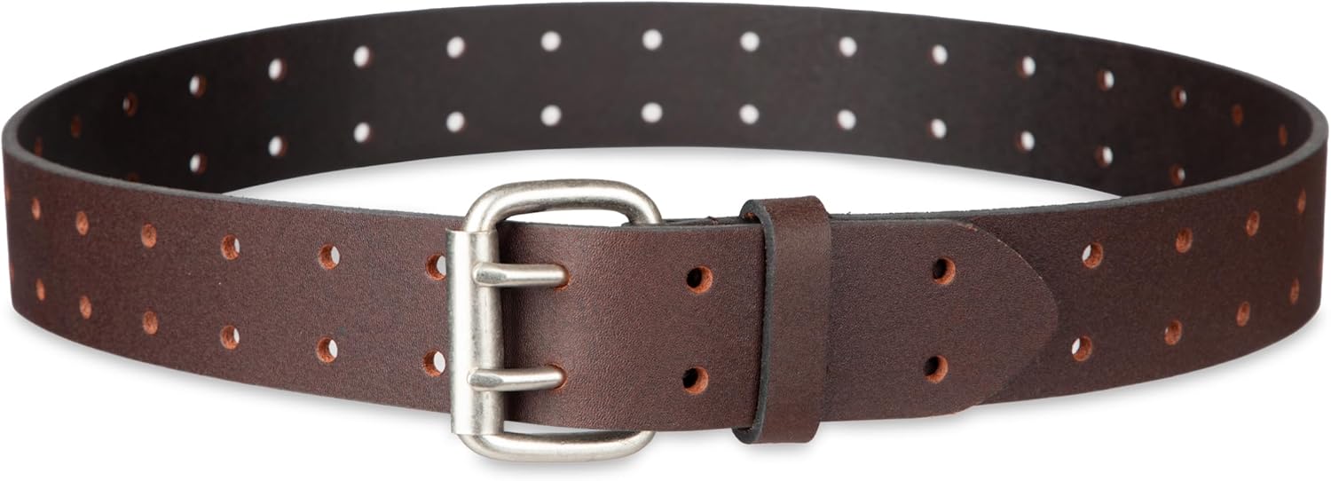 Dickies Men's Double Prong Leather Work Belt – Fully Adjustable, Regul