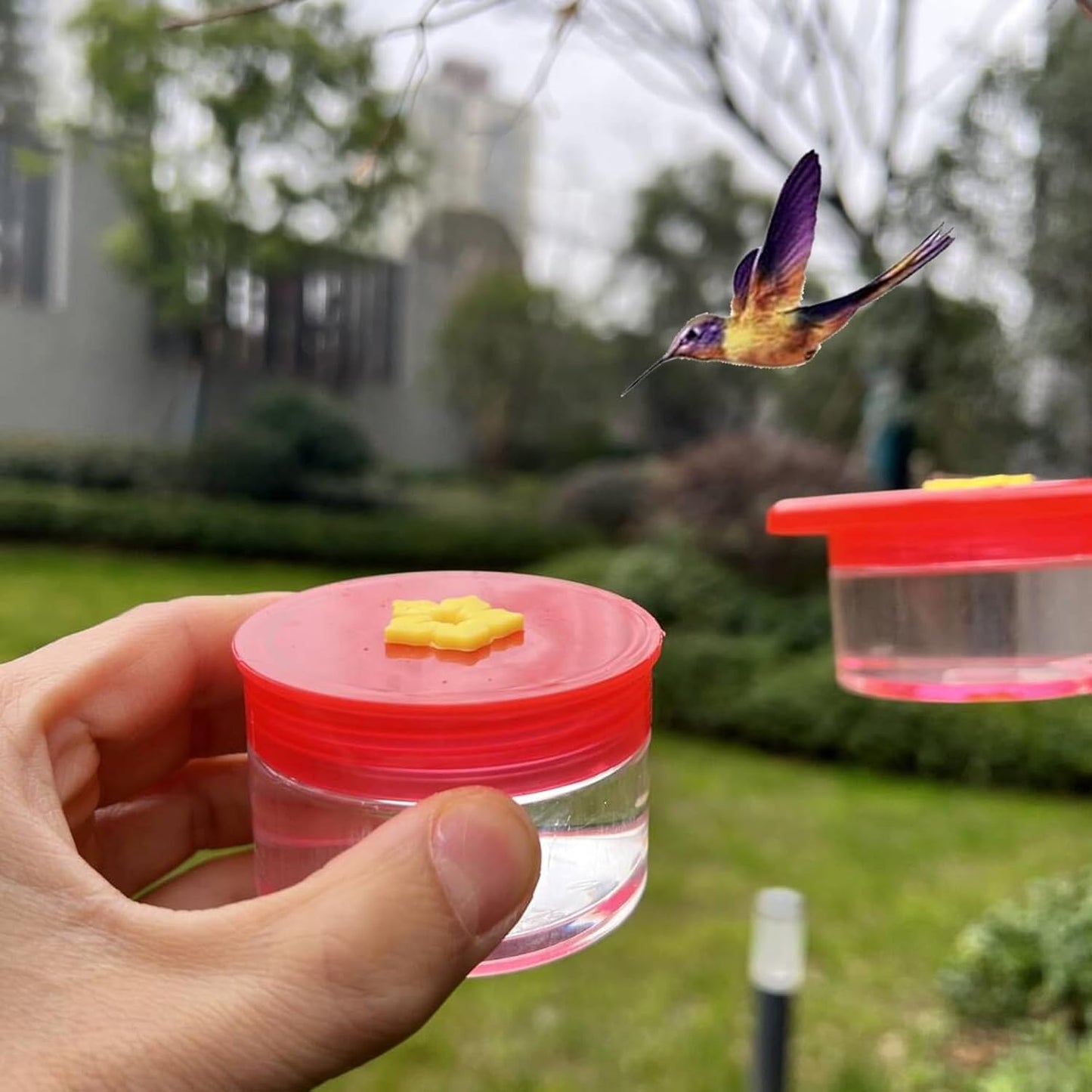 Hummingbird Feeder, 3Pcs Mini Flower Hand Held/Hanging Hummingbird Feeder, Hanging Humming Wild Bird Feeders for Outdoor Supplies
