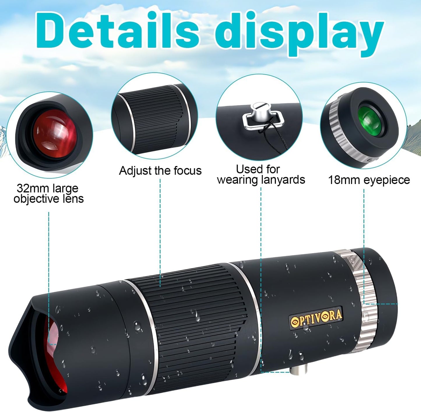 15×32 Mini Telescope for Adults High Powered,Compact Size,Ideal for Use as a Small Monocular for Bird Watching,Pocket Telescope Adults for Outdoor Activities to Use,with Smartphone Adapter