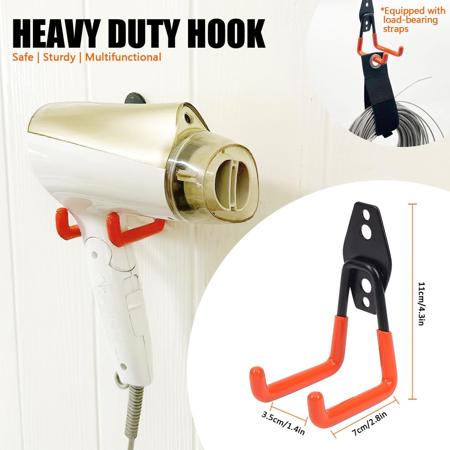 Heavy Duty Garage Storage Hooks, 4 Pack Utility Steel Garage Tool Organizer Wall Mount for Hanging Power and Garden Tools Ladders Hoses Bikes Ropes & Bulk Items