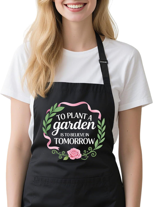 Gardening Apron for Women with Pockets, Adjustable Funny Garden Apron Gifts for Gardener Mom Wife Plant Lover