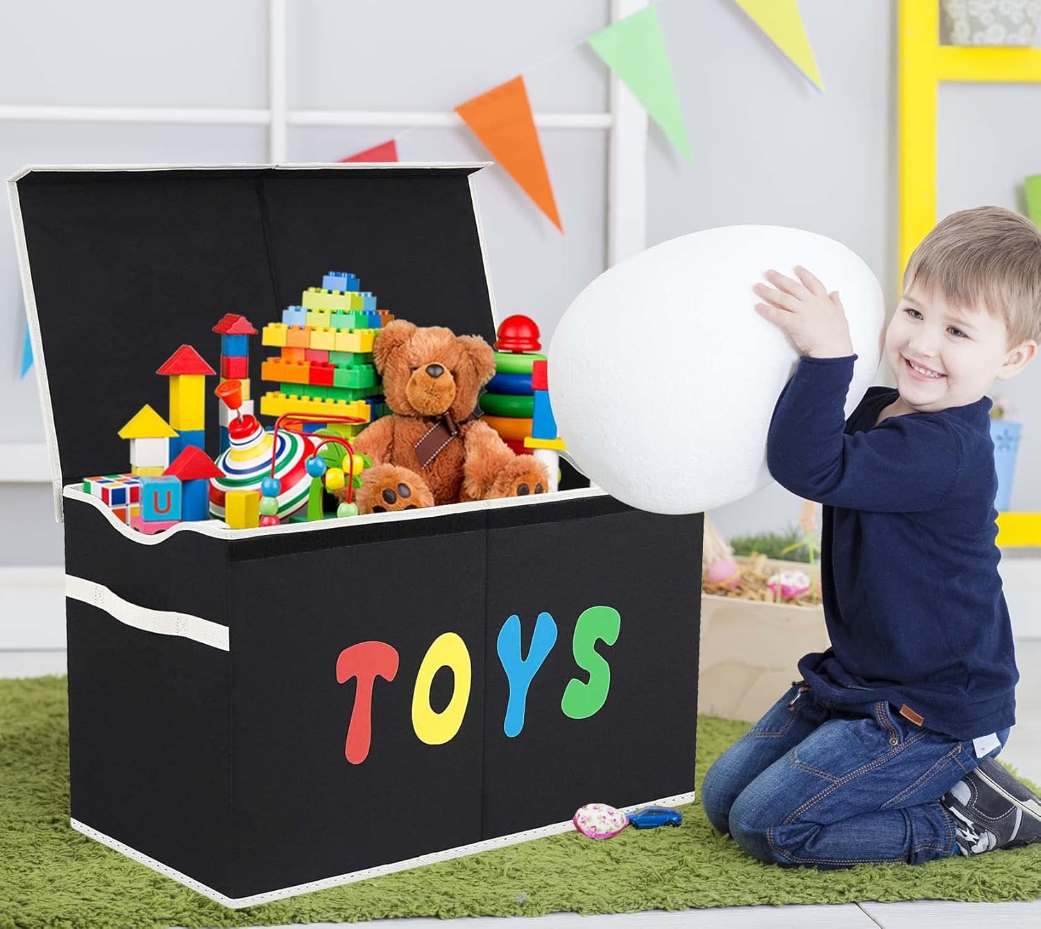 Toy Box Chest, Collapsible Sturdy Storage Bins with Lids, Extra Large 