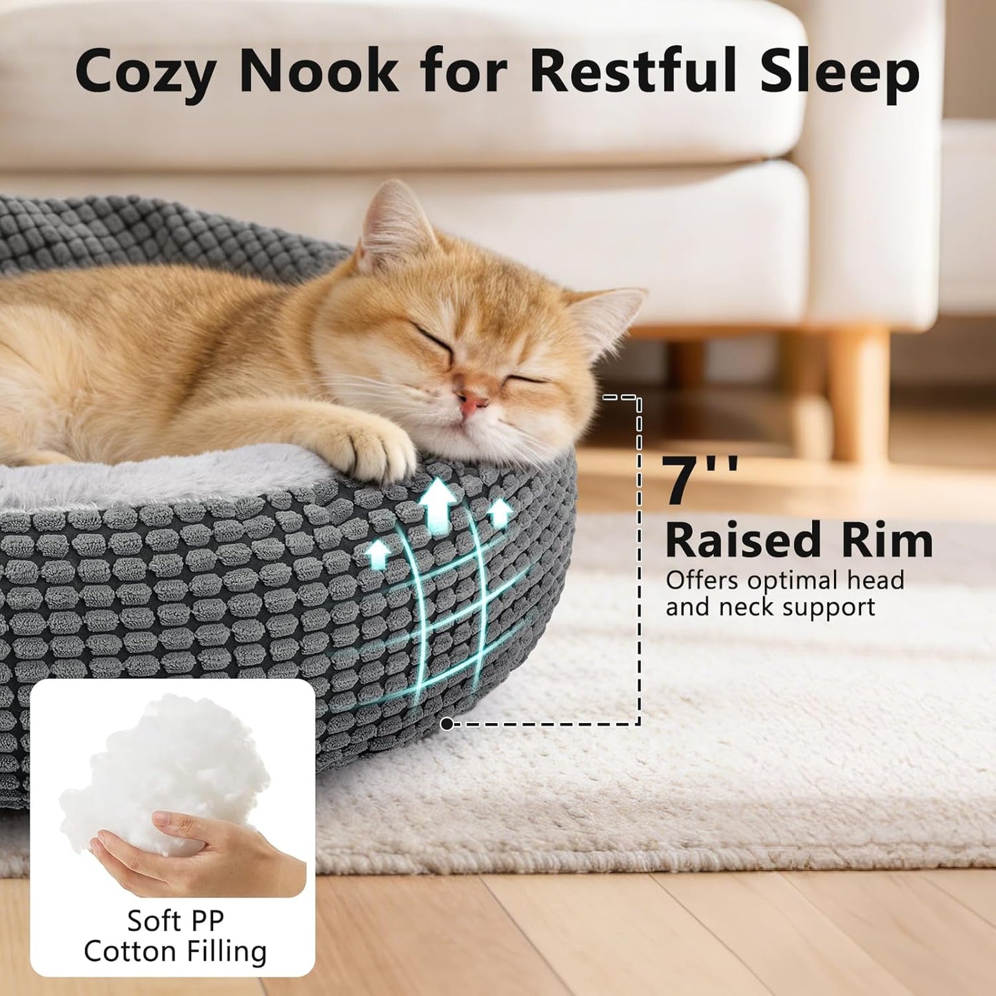 SIWA MARY Small Dog Bed with Attached Blanket, Cozy Donut Cuddler Anti