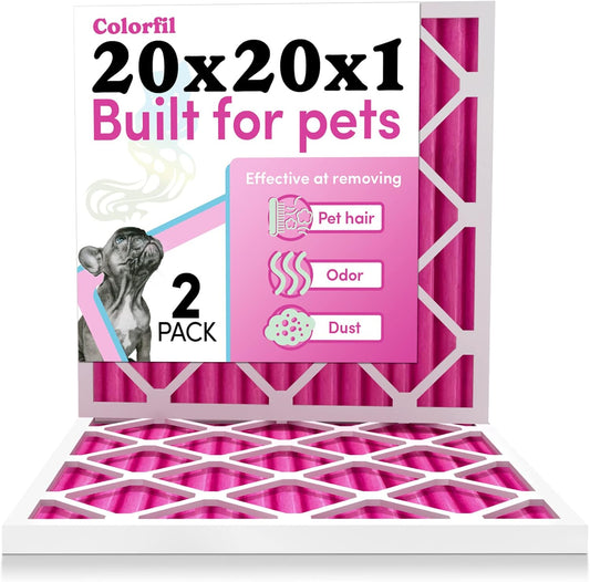 Colorfil 20x20x1 Air Filter (2-Pack) | Made in the USA | Color Changin