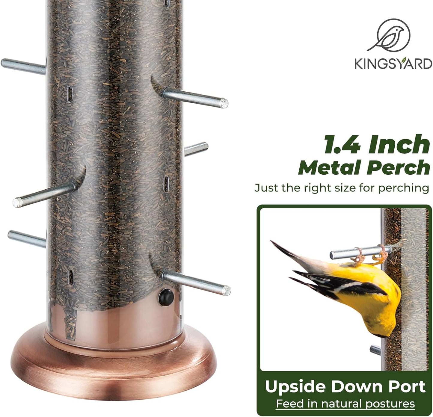 Kingsyard Metal Finch Feeder for Thistle/Nyjer Seed, Tube Bird Feeders