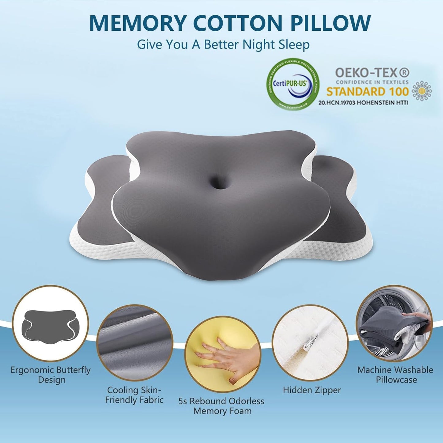 Ergo Pillow for Sleep Apnea, Neck Pain, and Snoring Relief | Cervical 