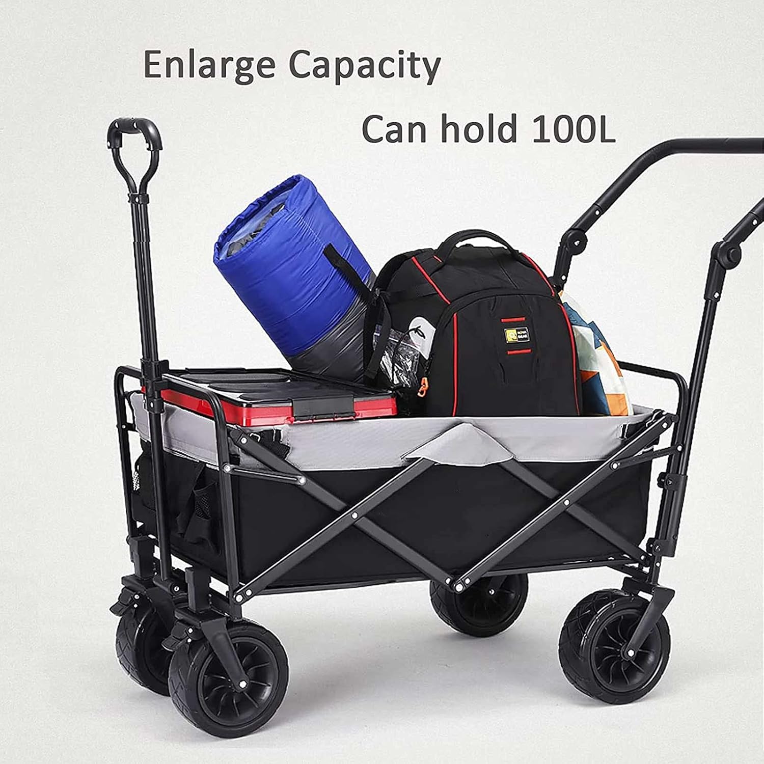 Heavy-Duty Outdoor Fold Up Wagon Portable with Adjustable Handle Sport