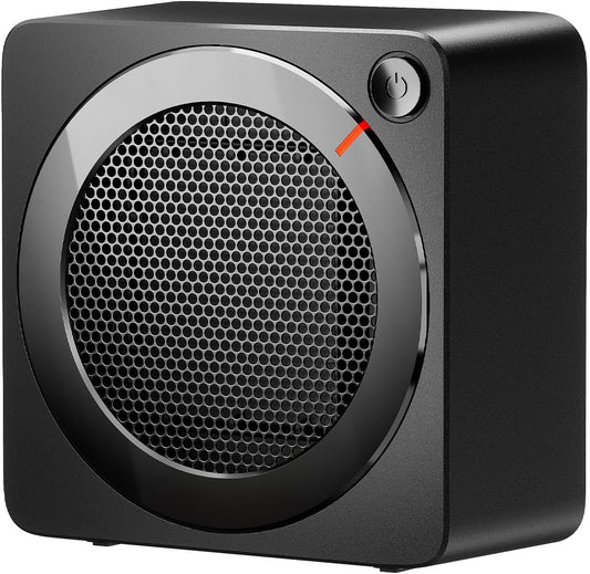 Gaiatop Mini Space Heater, Lightweight PTC Ceramic Fast Heating 500W Energy Efficient for Indoor Use, Overheating & 45° Tip-Over Protection, Portable Desk Electric Heaters for Office Home Black