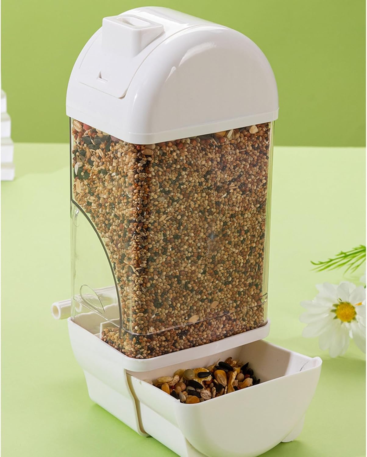 Clear Semi Closed Automatic Bird Feeder Splash Proof Designs Parrot Food Container For Small To Mediums Birds Bird Cage