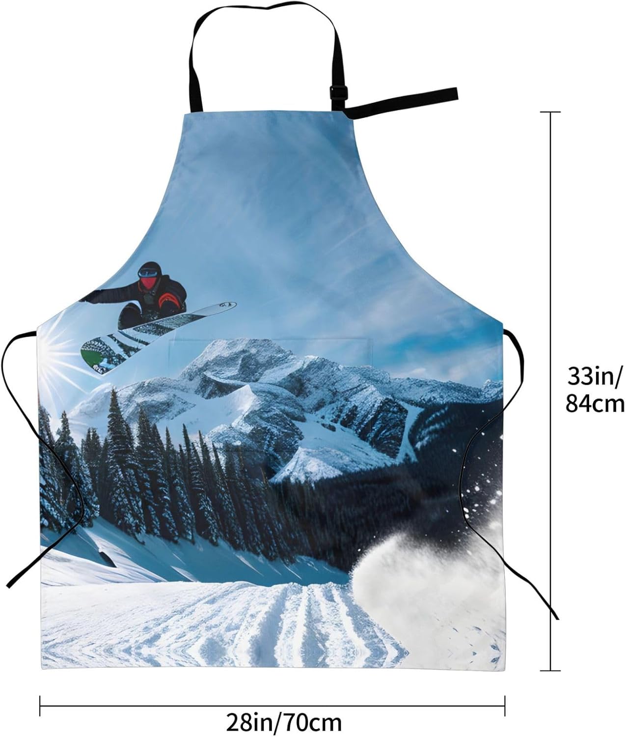 Snowboarding print Waterproof apron with pocket adjustable cooking apron for adult kitchen bibs to bake