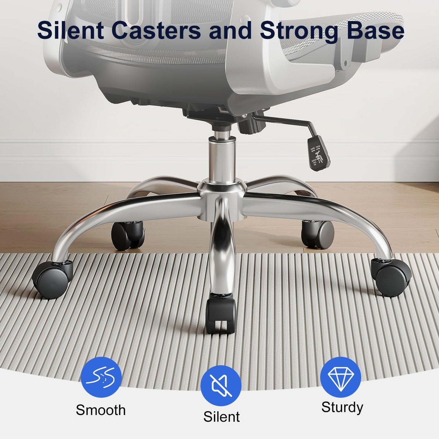 Ergonomic Office Chair, Mesh Seat Cushion with 3D Armrests and 3D Head