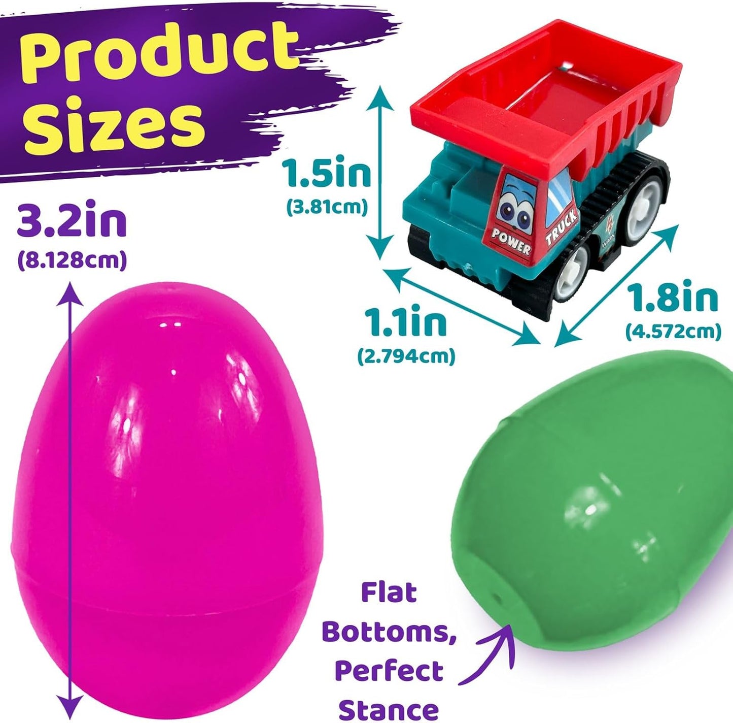 stargo 8 Pack Colorful Prefilled Easter Eggs Bulk with Toys - Mini Car Set Construction Engineering Vehicles Pull-Back Cars. Plastic Easter Eggs Filled, Basket Fillers, Party Favors, Boys Goodie Bags