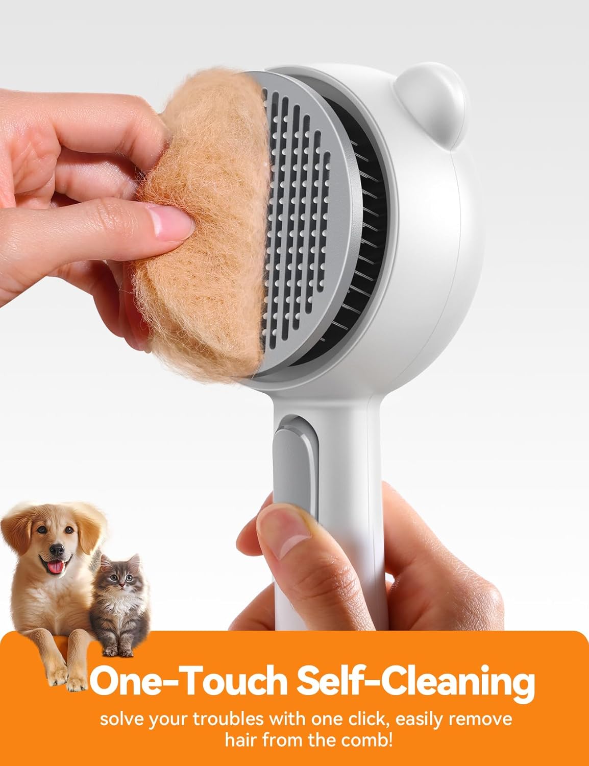 FEELNEEDY Cat Steam Brush, Brushes for Indoor Cats with Release Button