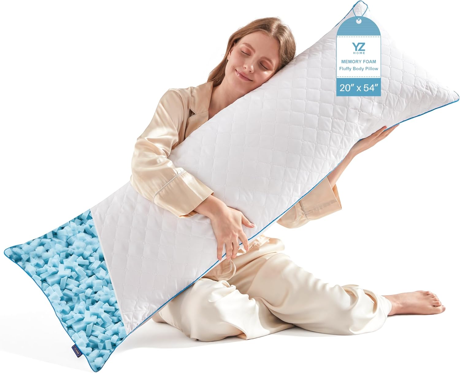 YZ HOME Long Body Pillow for Adults - Firm Body Pillow Insert with Shr