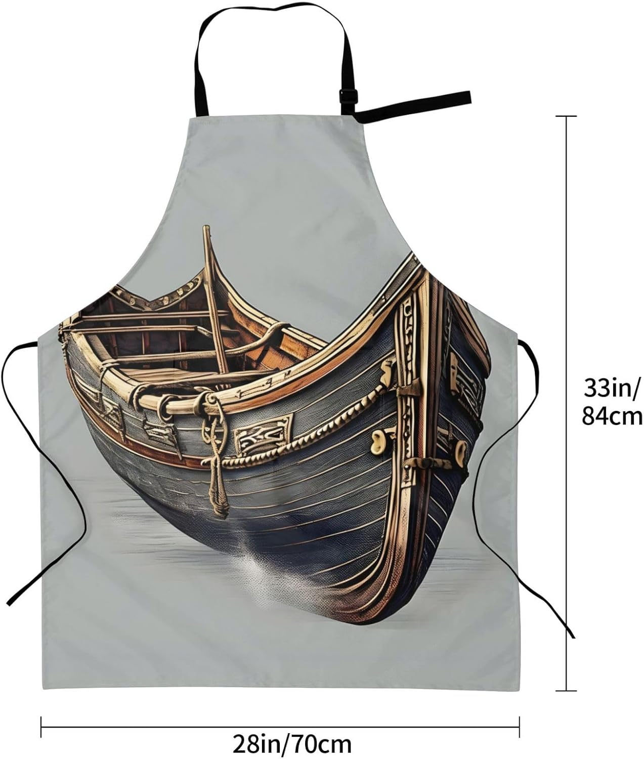Old Viking Boats Print Laundry apron 28x33 In Waterproof Kitchen Apron with Pockets for Cooking Baking