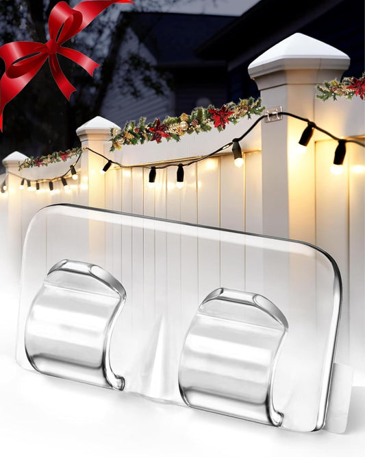 30Pcs Hooks for Outdoor String Lights, Heavy Duty Cable Clips with Waterproof Adhesive Strips, Tool-Free Installation, No Damage, for Christmas Lights and Garden Balcony Decorations