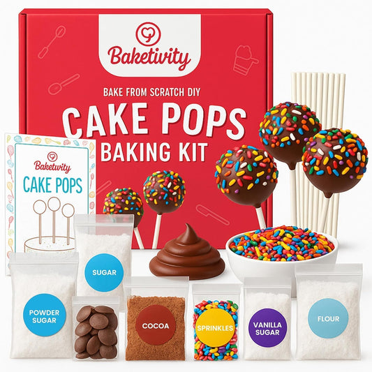 Baketivity DIY Cake Pop Baking Kit for Kids - Premeasured Ingredients,