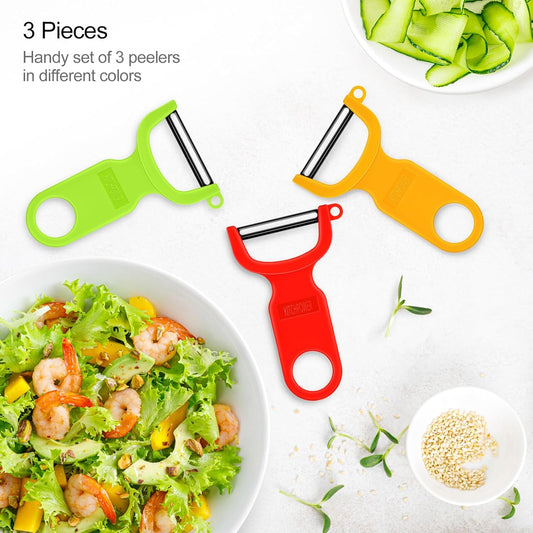 Original Vegetable Fruit Peeler Carbon Steel Blade 3 Pack Red/Green/Yellow…