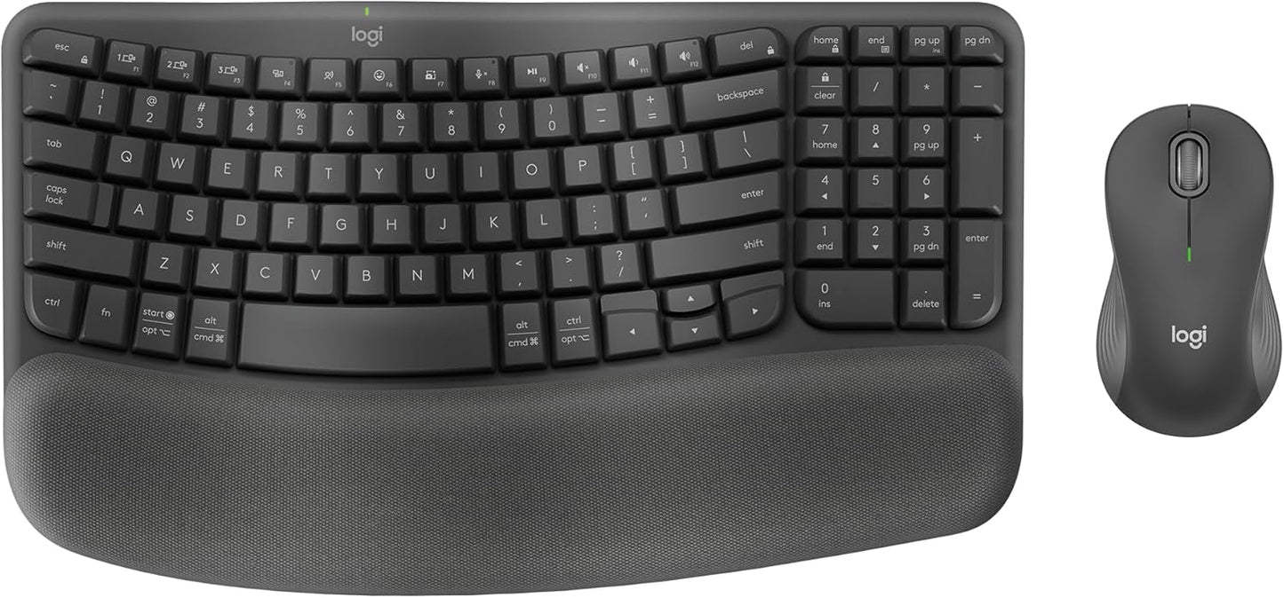 Logitech Wave Keys MK670 Combo, Wireless Ergonomic Keyboard with Signa