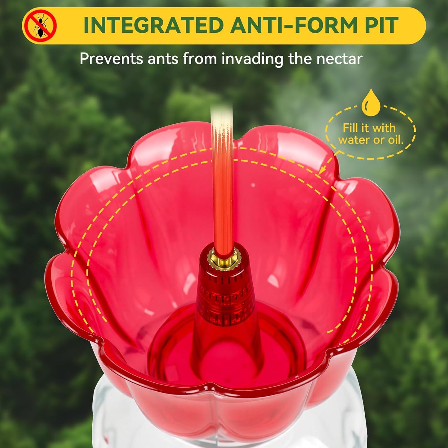 Hummingbird Feeder for Outdoors Hanging, 8.3OZ Plastic Humming Bird Feeders with 5 Bee Guard Feeding Ports & Built-in Ant Moat,Hummingbird Gifts for Mom Bird Feeder for Outside,Garden Décor,2 Pack