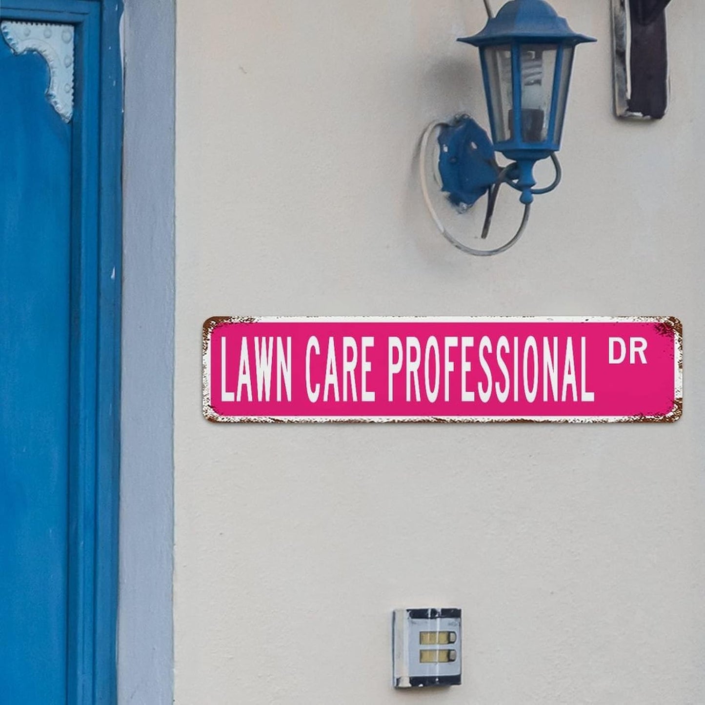 Lawn Care Professional Street Sign Custom Metal Tin Sign Lawn Care Professional Decor Gift for Lawn Care Professional Vintage Metal Wall Sign Rustic Wall Art for Bedroom Cafe Bar Office Garage
