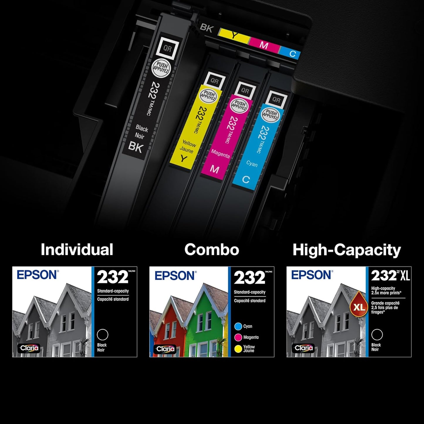 EPSON 232 Claria Ink High Capacity Black & Standard Color Cartridge Co