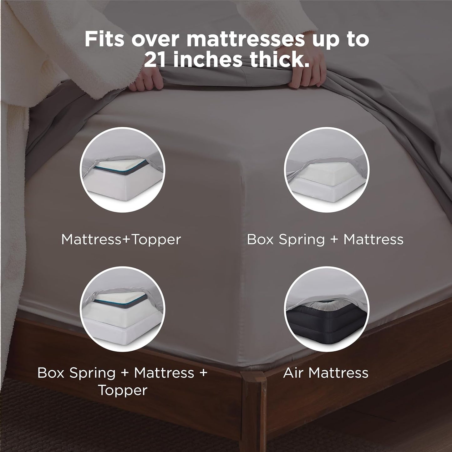 Bedsure Deep Pocket Queen Sheets Set - Fits Mattresses Up to 21 Inches