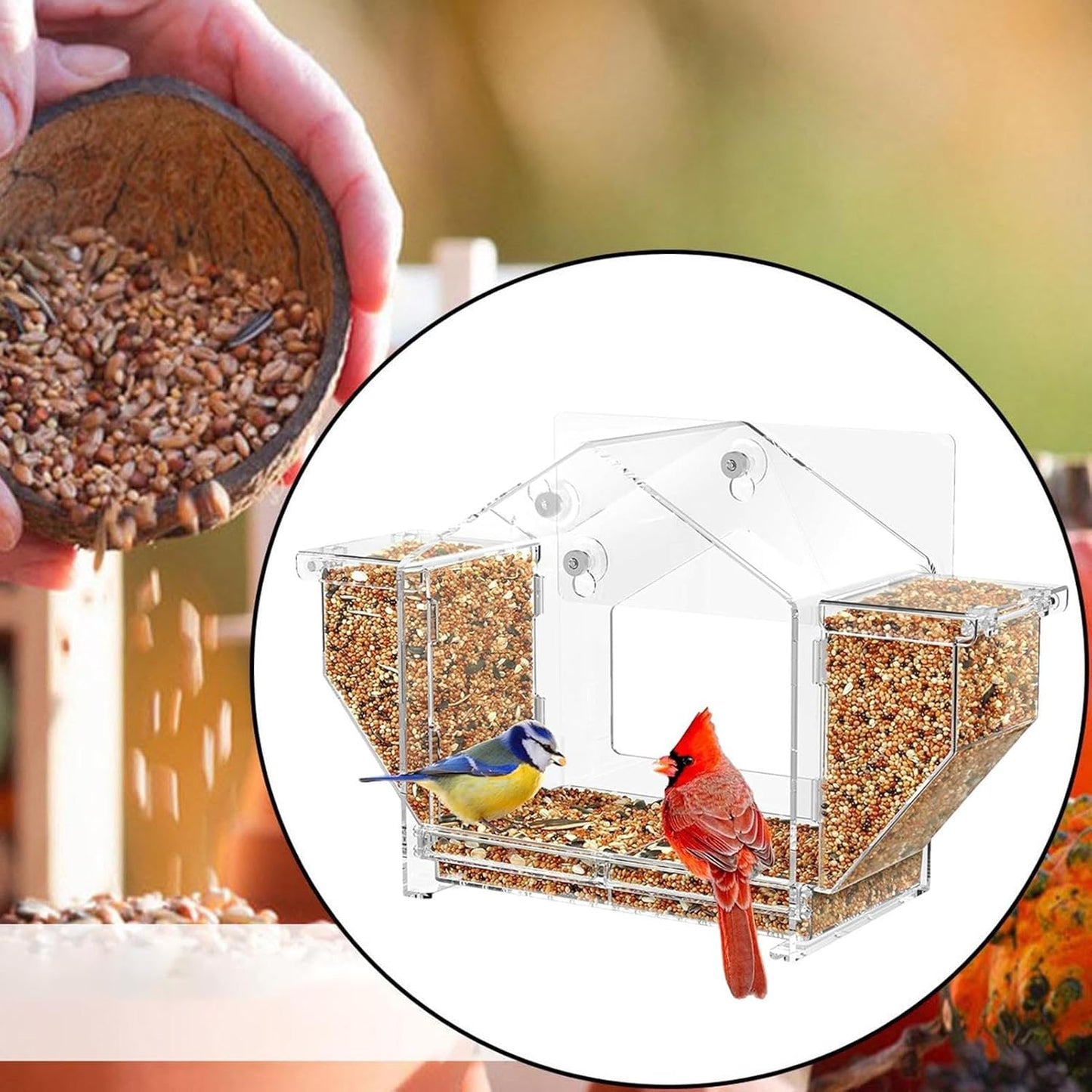 Window Bird Feeder | Clear Suction Cup Finch Feeding Box - Squirrel Proof Acrylic Bird Feeders for Outside,for Finch Watching Viewing Garden Balcony Backyard