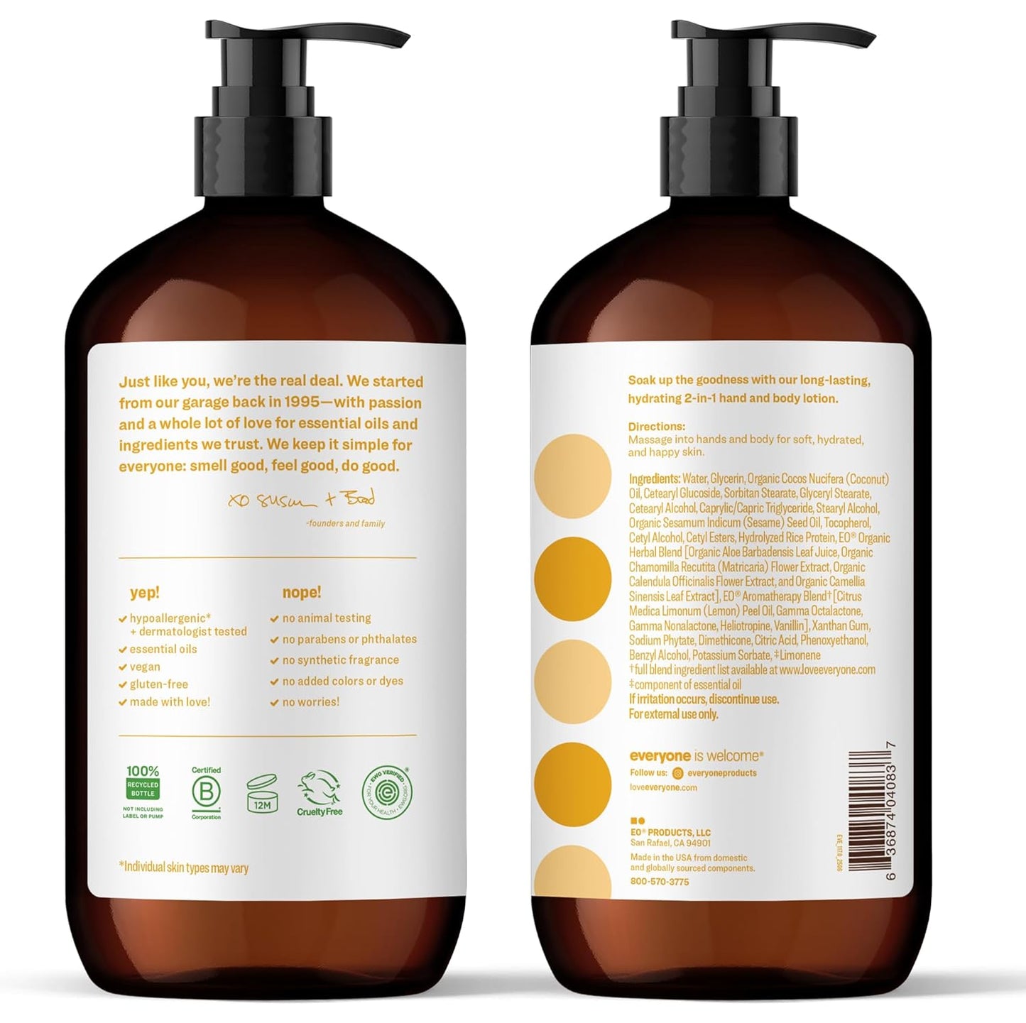 Everyone 2-in-1 Lotion for Hands/Body, 32 ounce (Pack of 2) Coconut an