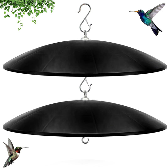19.25-Inch Extra Large Squirrel Baffle,Hummingbird Feeder Shade Dome Cover, Bird Feeder Rain Guard, Hanging Squirrel Proof for Shepherd's Hook Outdoors (Black) 2 Pack