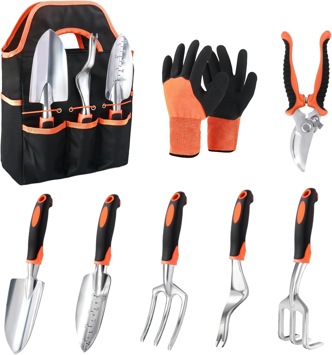 Garden Tools Set, 8 Piece Gardening Tools Set with Non Slip Ergonomic 