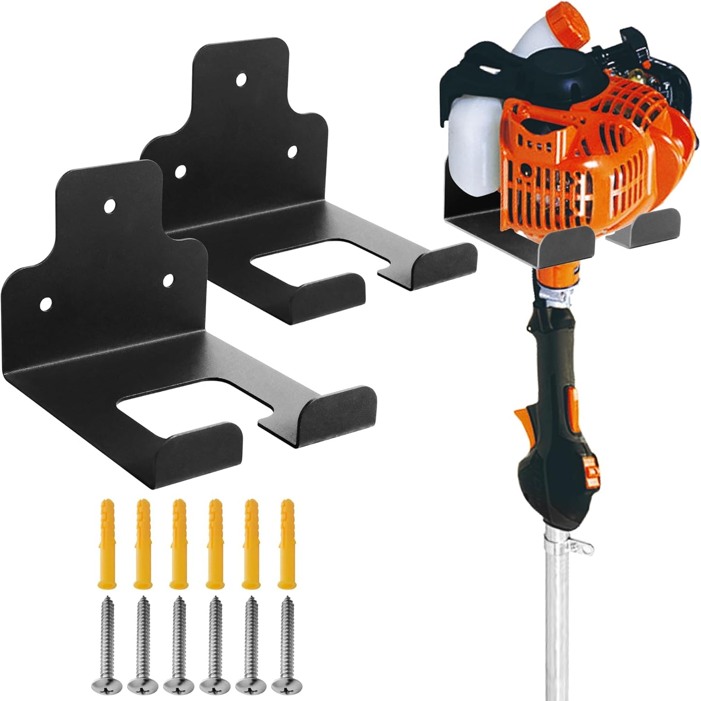 Garage Organizer, Garden Power Tool Hanger, Trimmer Rack, Weed Whackers Holder Wall Mounted, for Grass Trimmer, Hedge Trimmer, Garage Trimmer, Garden Tools (2 Pack)