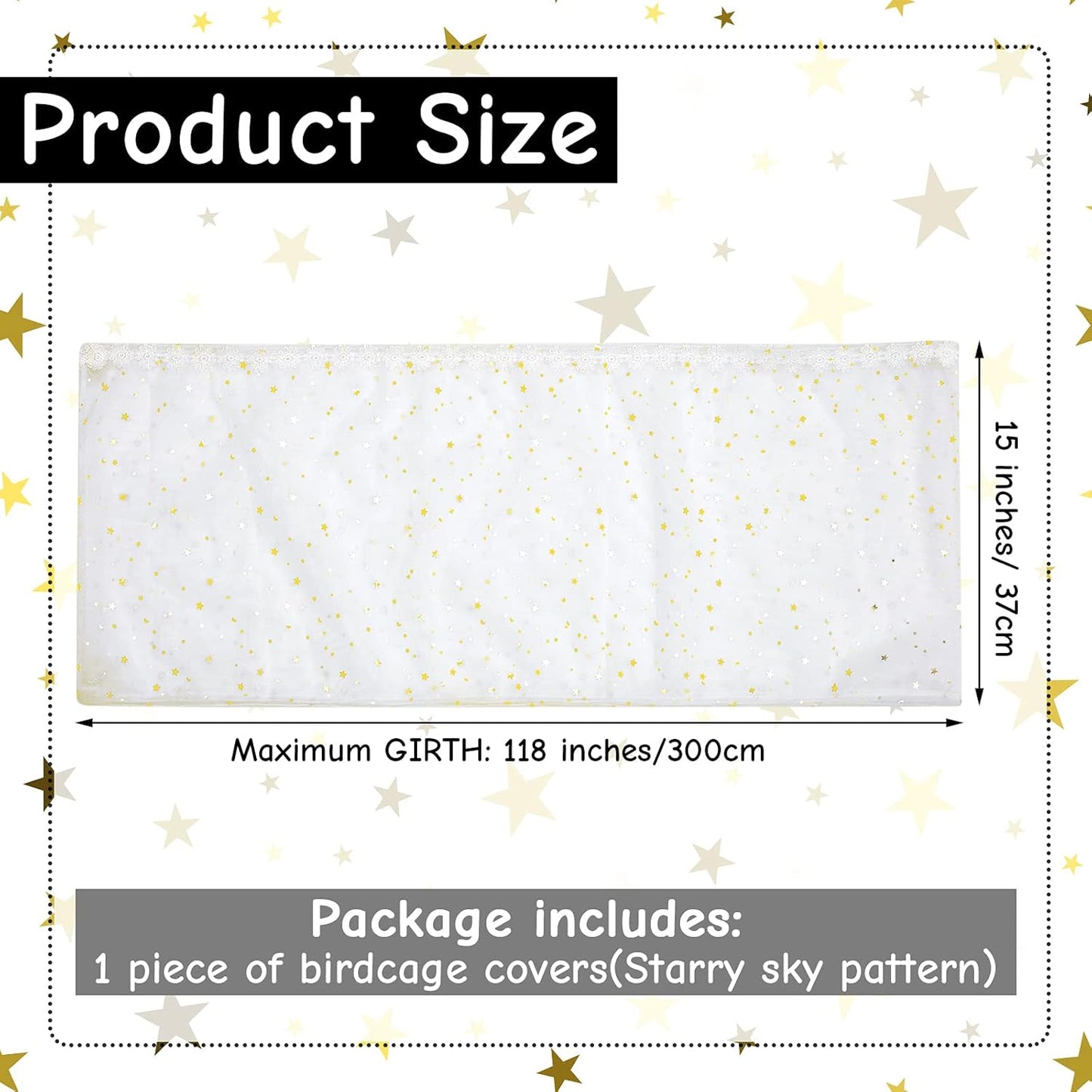 Shappy Large Bird Cage Cover, Bird Cage Seed Catcher, Adjustable Star Pattern Nylon Mesh Net for Parrot Parakeet Macaw Pet Supplies(White)
