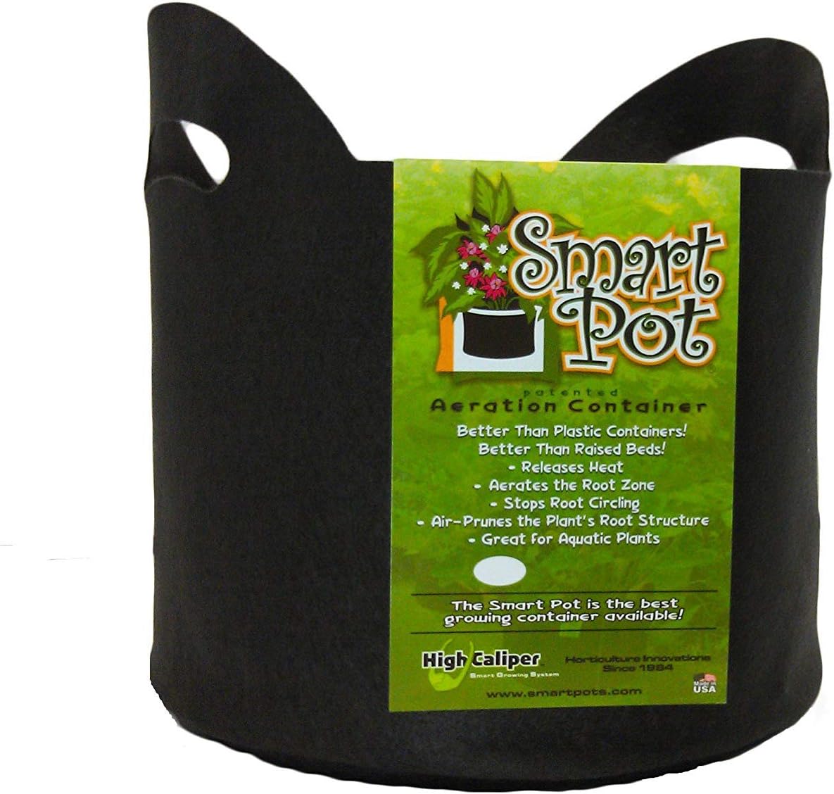 Smart Pots 3-Gallon Smart Pot Soft-Sided Container, Black with Cut handles