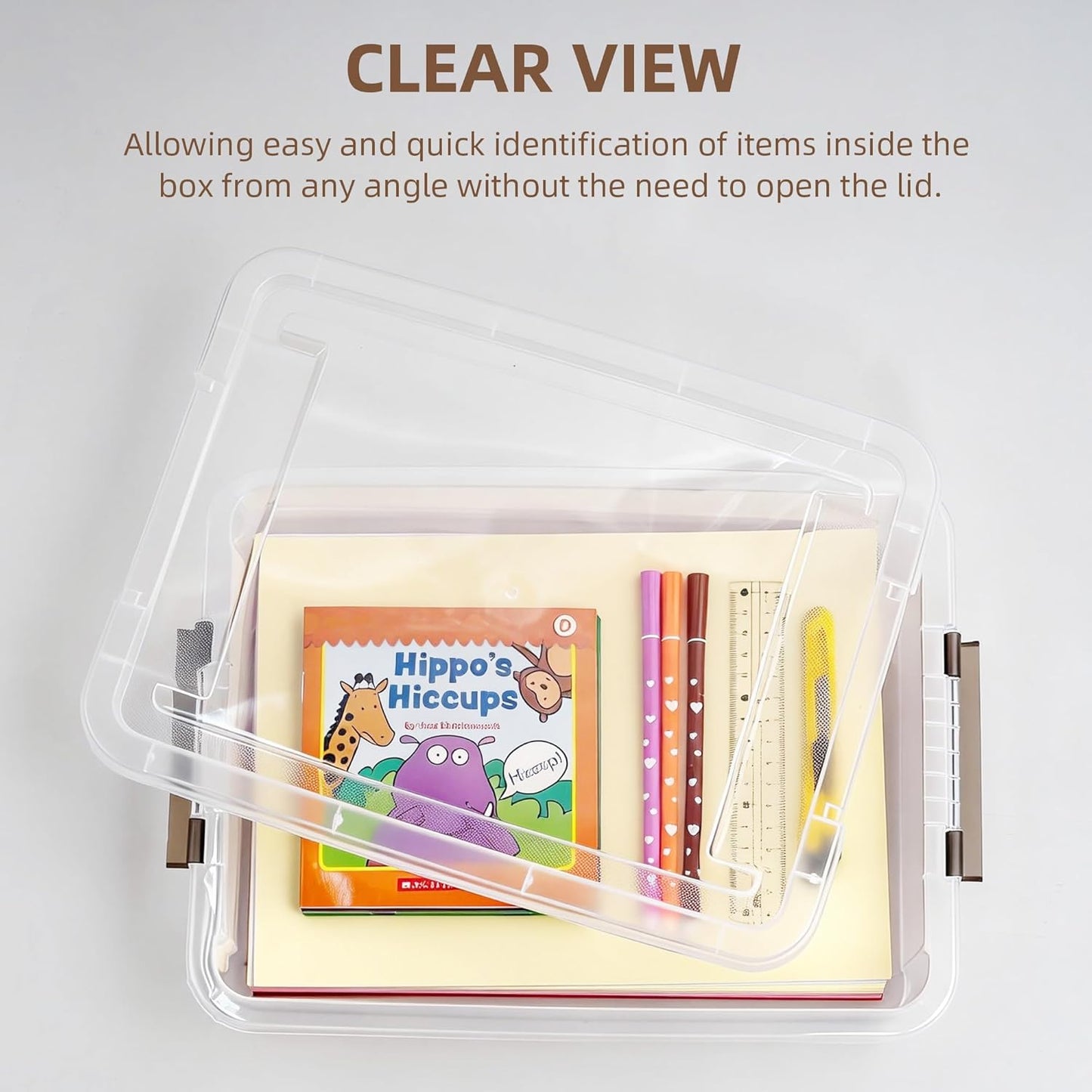 Citylife 3 PCS Plastic Storage Bins with Latching Lids Portable Project Case Clear File Box Stackable Storage Containers for Organizing A4 Paper, Photo, Document, Scrapbook