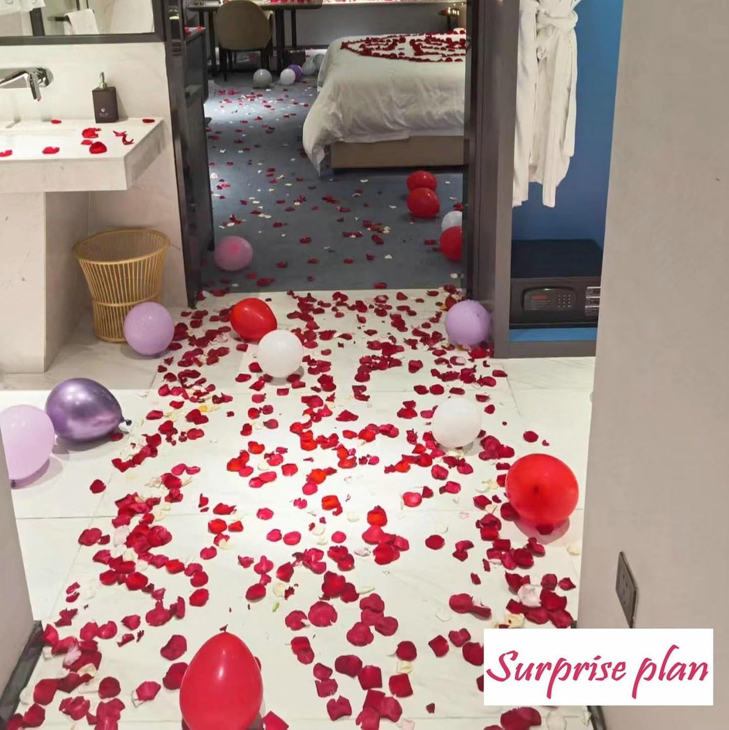 CODE FLORIST 2200 PCS Dark-Red Silk Rose Petals for Romantic Night,Wed