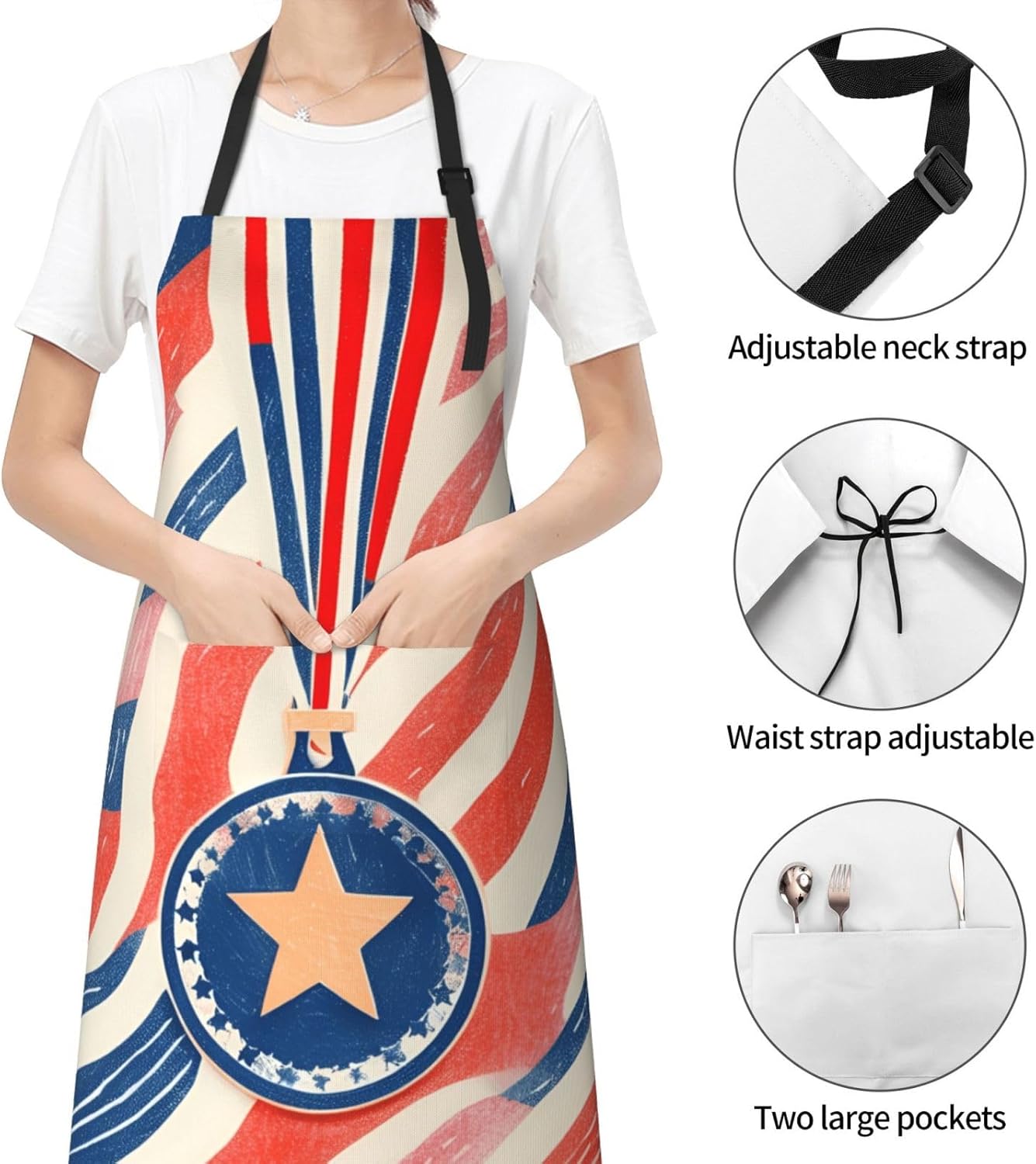 YANYU star Print 28x33 In Kitchen Apron Stylish Chef Apron with Pockets for Cooking Baking Painting